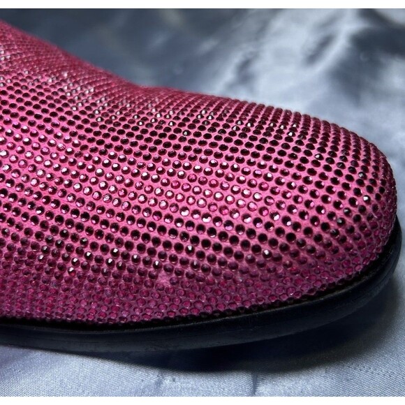 Amali Men’s Dazzle Fuchsia Sparkly Loafers Dress Shoes Pink Rhinestone Size 10 - Picture 7 of 10